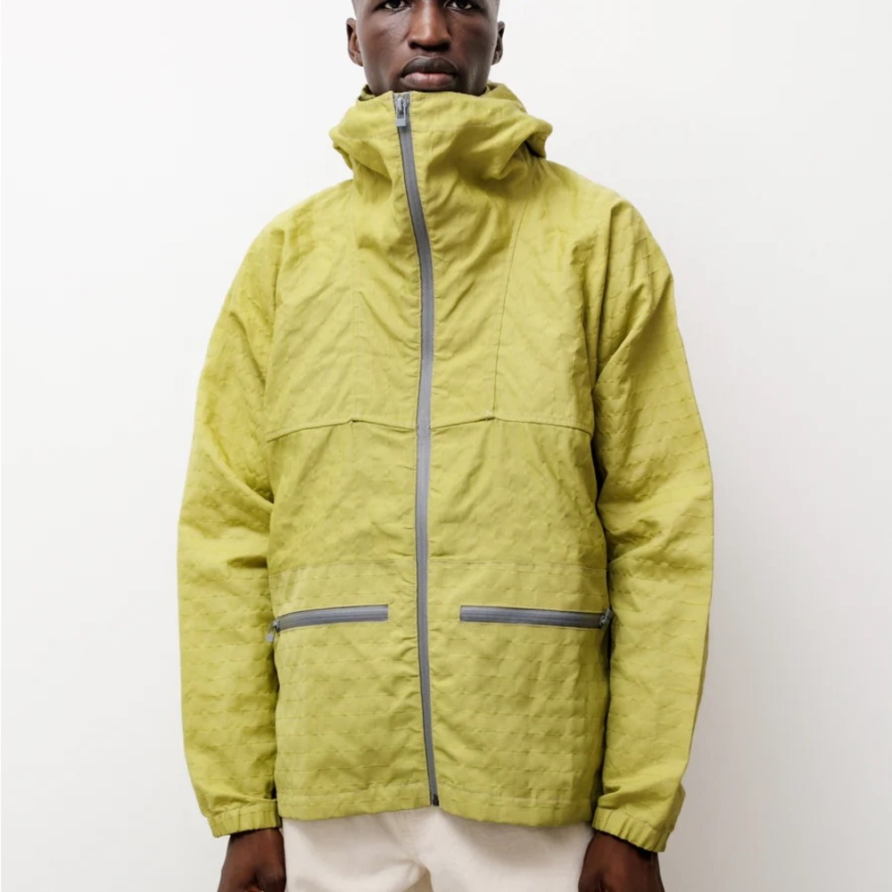 House of Paa Golden Lime Green Windbreaker with Integrated Hood size L
